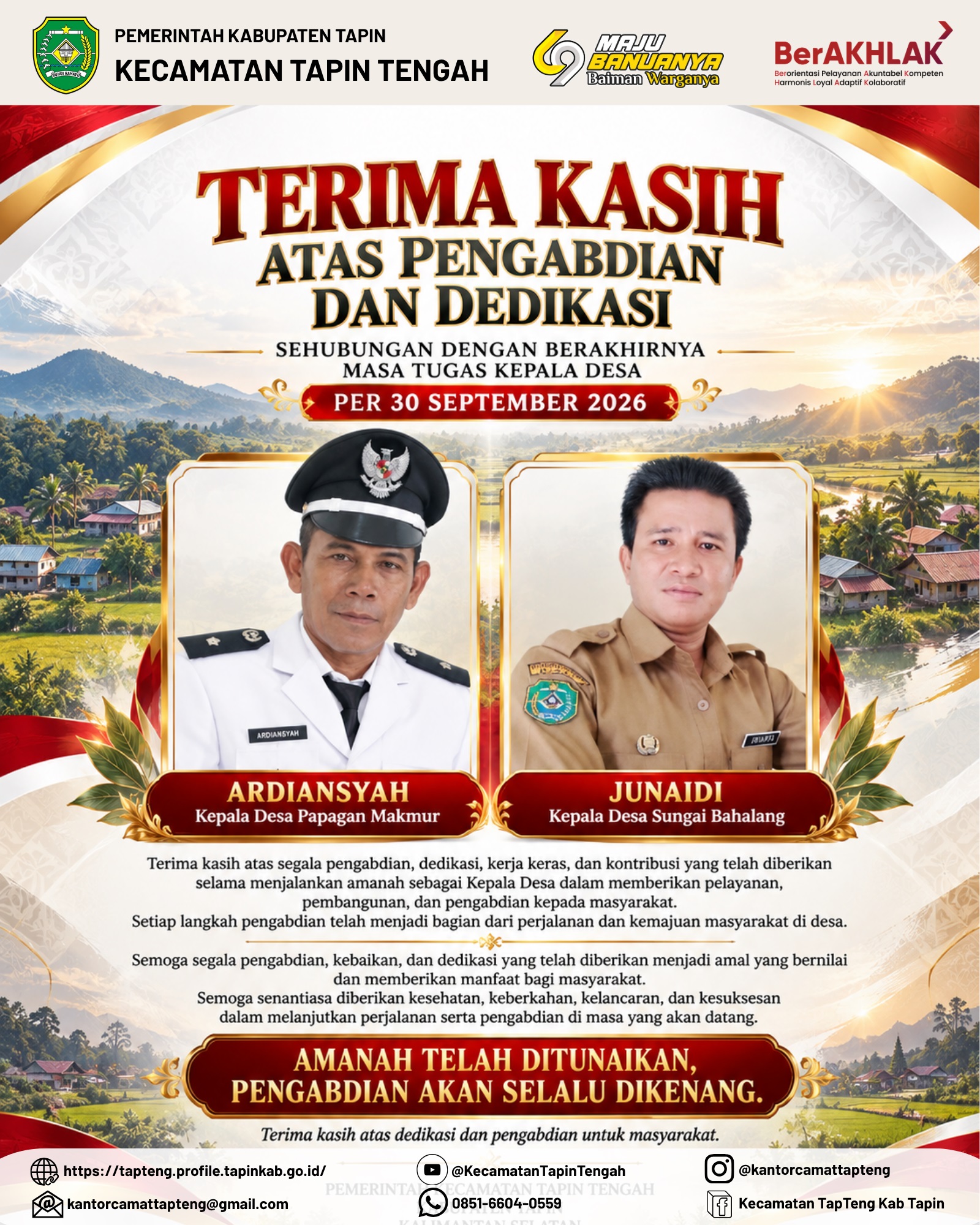 TERIMA KASIH ATAS PENGABDIAN DAN DEDIKASI