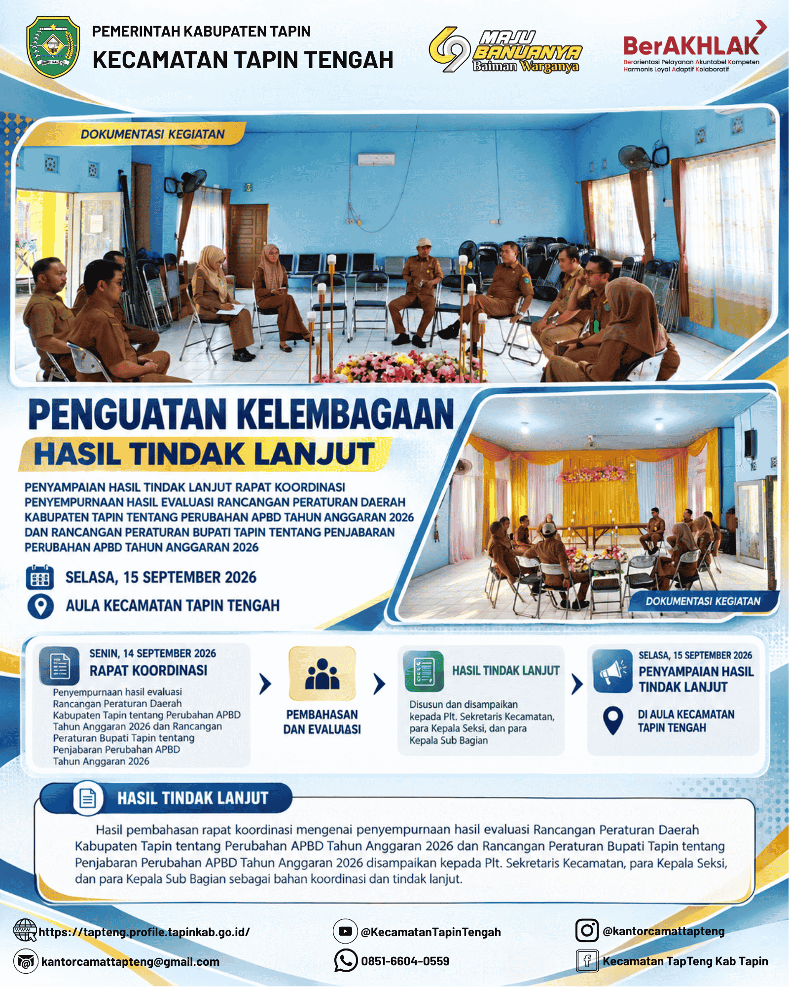 Rapat Koordinasi Penguatan Kelembagaan Hasil Tindak Lanjut Penyempurnaan Hasil Evaluasi Ranperda Kab. Tapin Tahun 2026